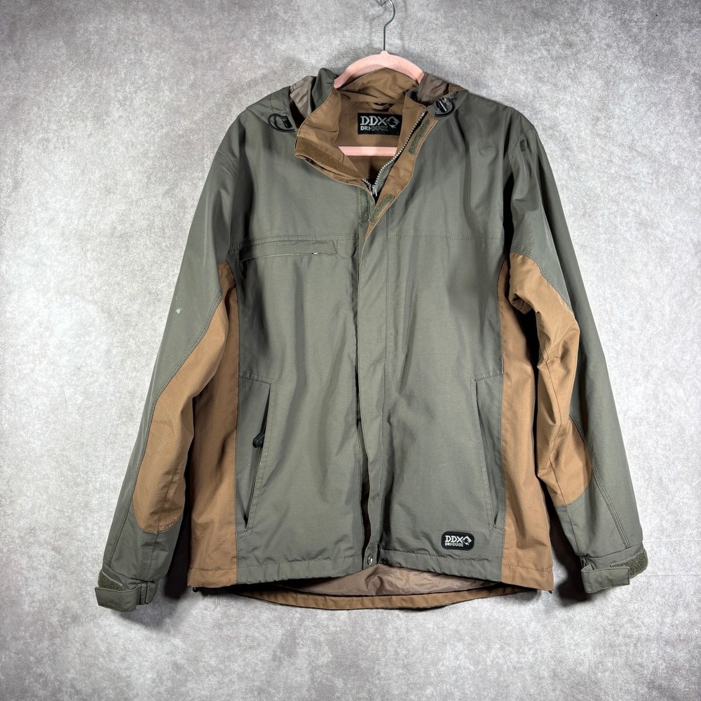DDX DRI-DUCK Latitude Hooded Work Jacket Mens Medium Brown Tan Full Zip Outdoor